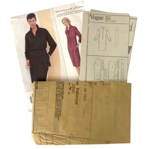 Vogue 2680 Donna Karan Shirt Dress Designer Sewing Pattern 2002 Sizes 12-16 - Picture 3 of 3